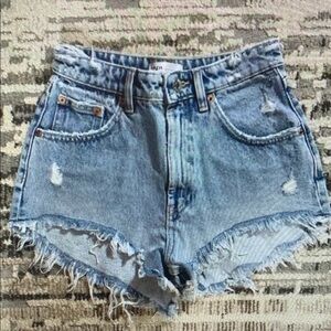 Women's Distressed Denim Athletic Shorts